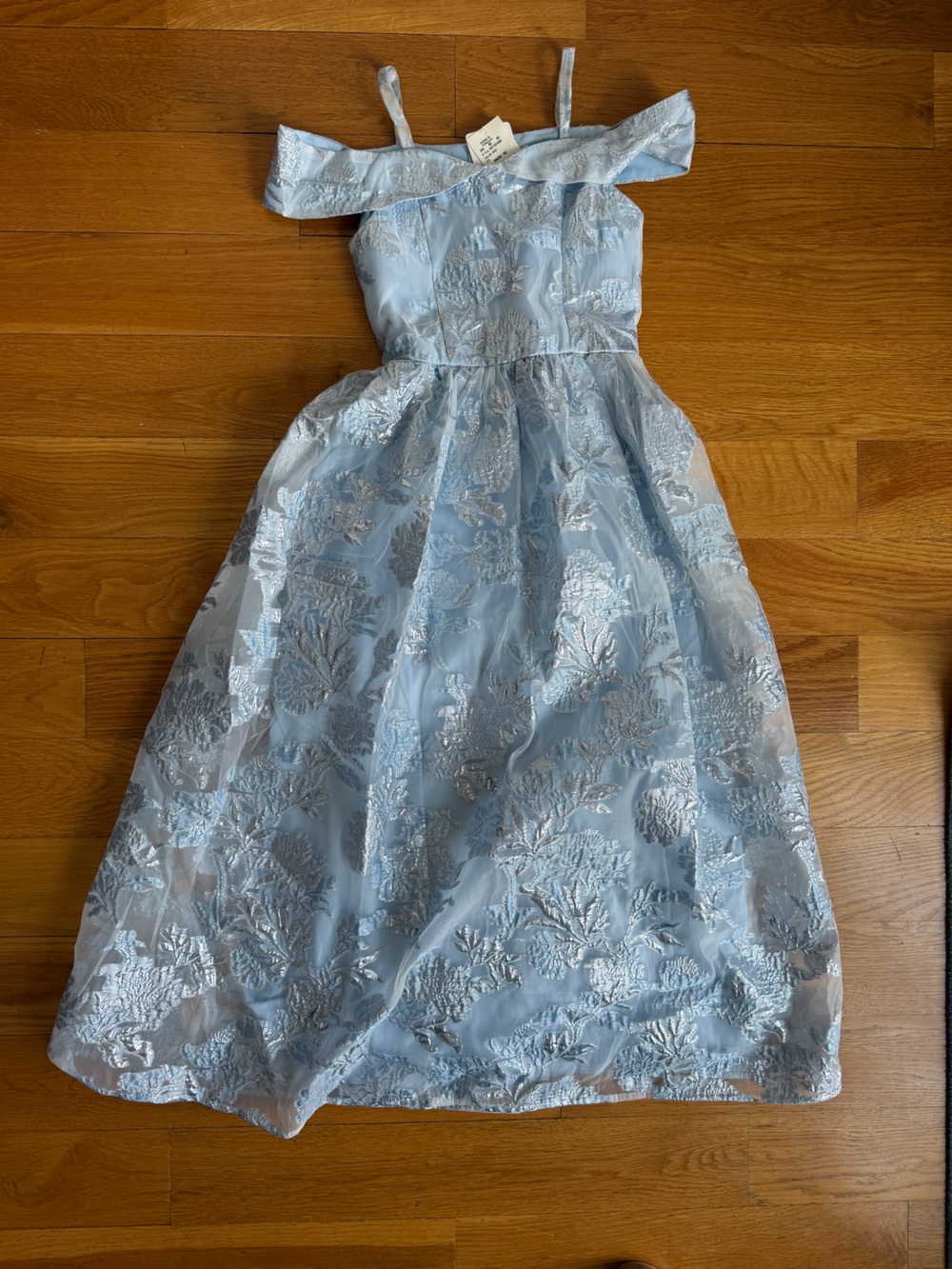 NEW gorgeous formal girls Light Blue Floral Jacquard Dress